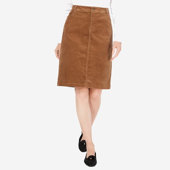 Charter Club Womens Skirt Corduroy Straight Fit High Waist Short Pull-On Casual - Picture 1 of 8